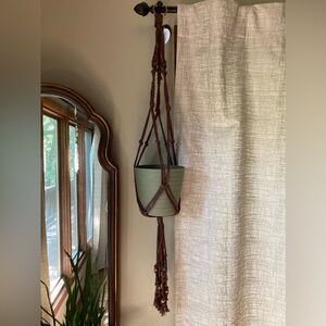 Handcrafted Brown Macrame Plant Hanger with Wooden Beads (Planter Not Included)